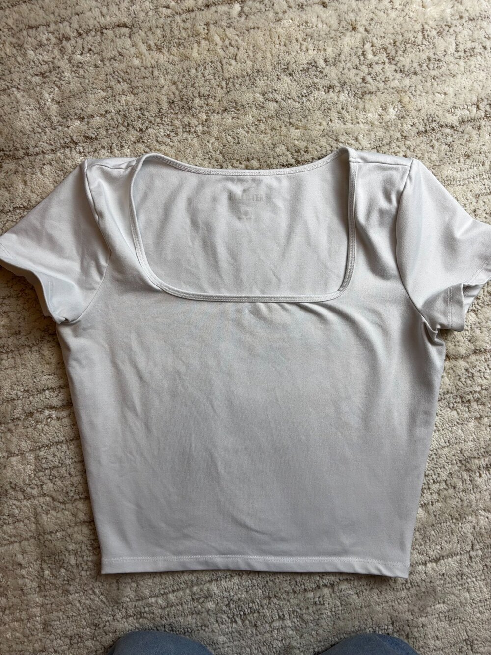 Hollister Square Neck Crop Top Gray Short Sleeve Size M